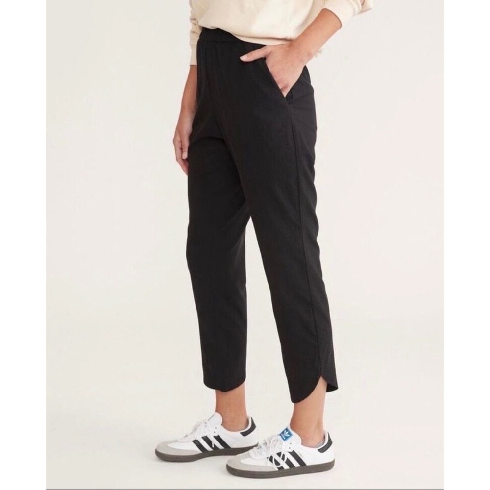 Marine Layer Allison Womens Black Tulip Hem Elastic Waist Jogger Pants Size L
